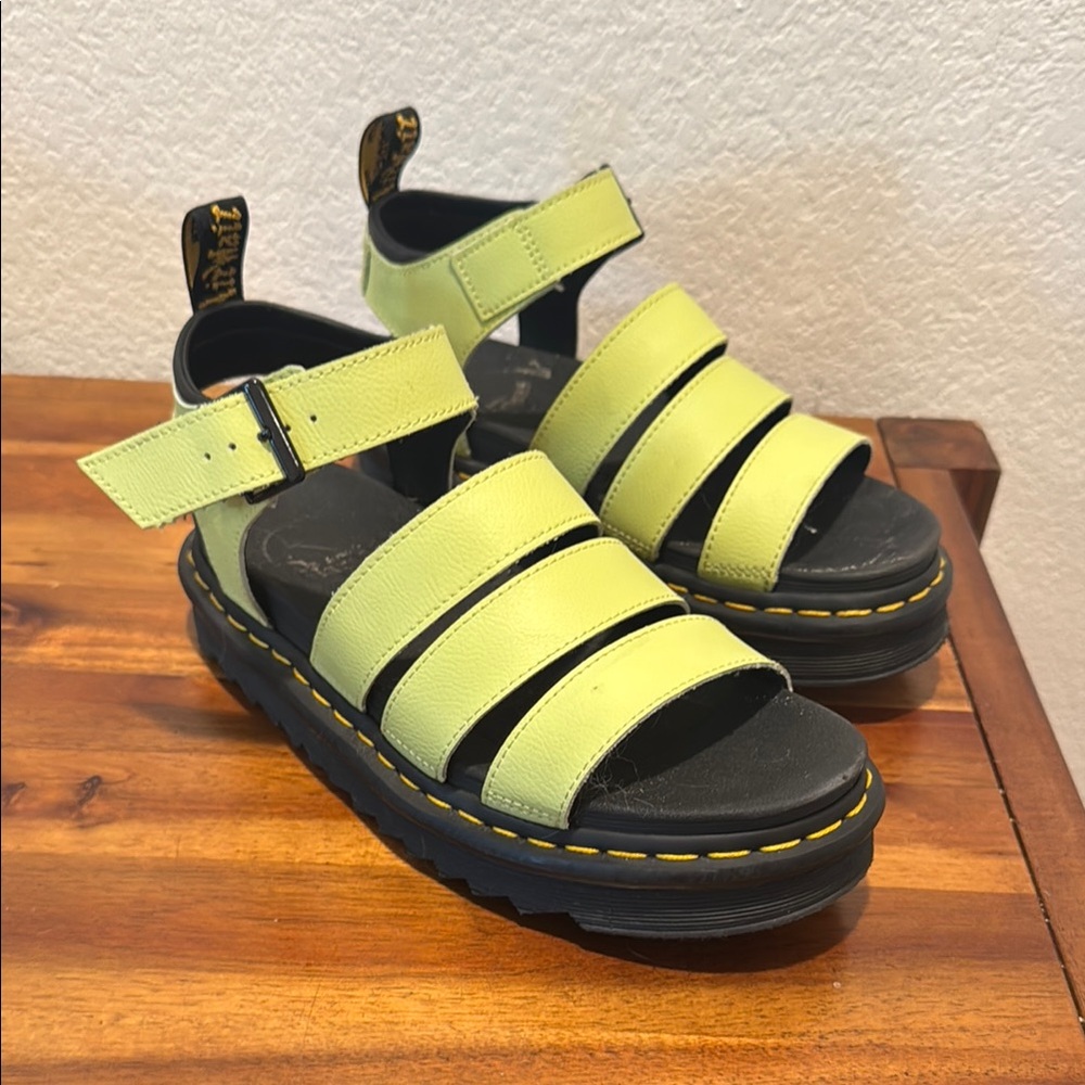 Dr. Martens Green and Black Platform Sandals